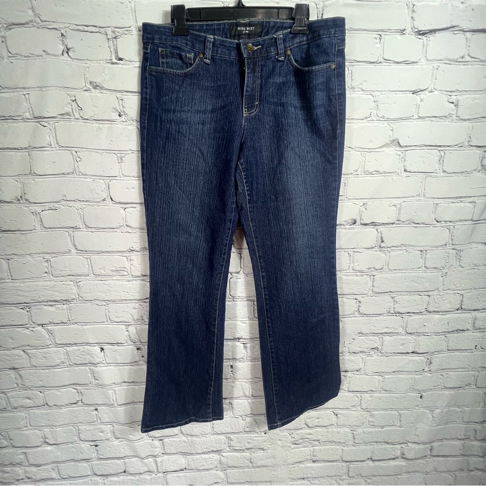 Women's Nine West Dark Wash Wide Leg Jeans Size 12 (C11)